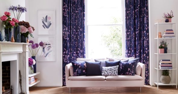 Dark Floral Patterned Curtains 590X312
