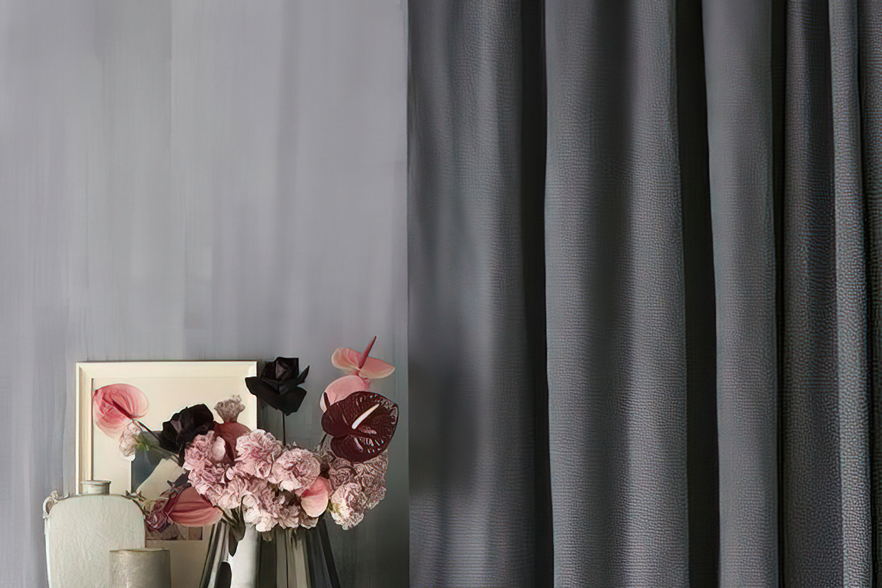 Pencil pleat curtains close up