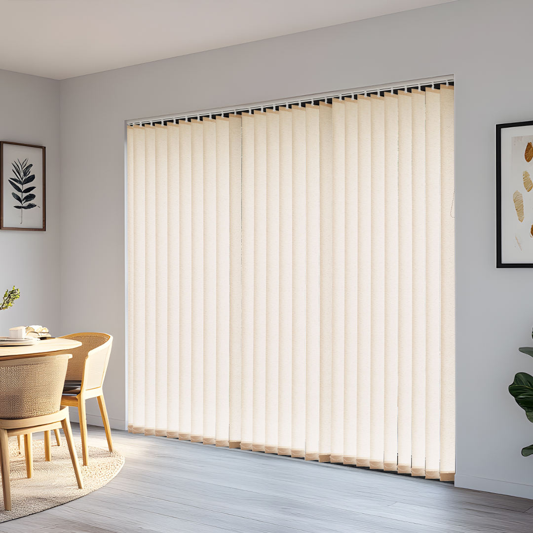 VICTORY 25 VERTICAL BLINDS CREAM DINING ROOM 01A (1)