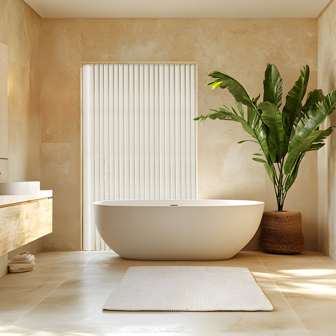 Vertical blinds in the bathroom
