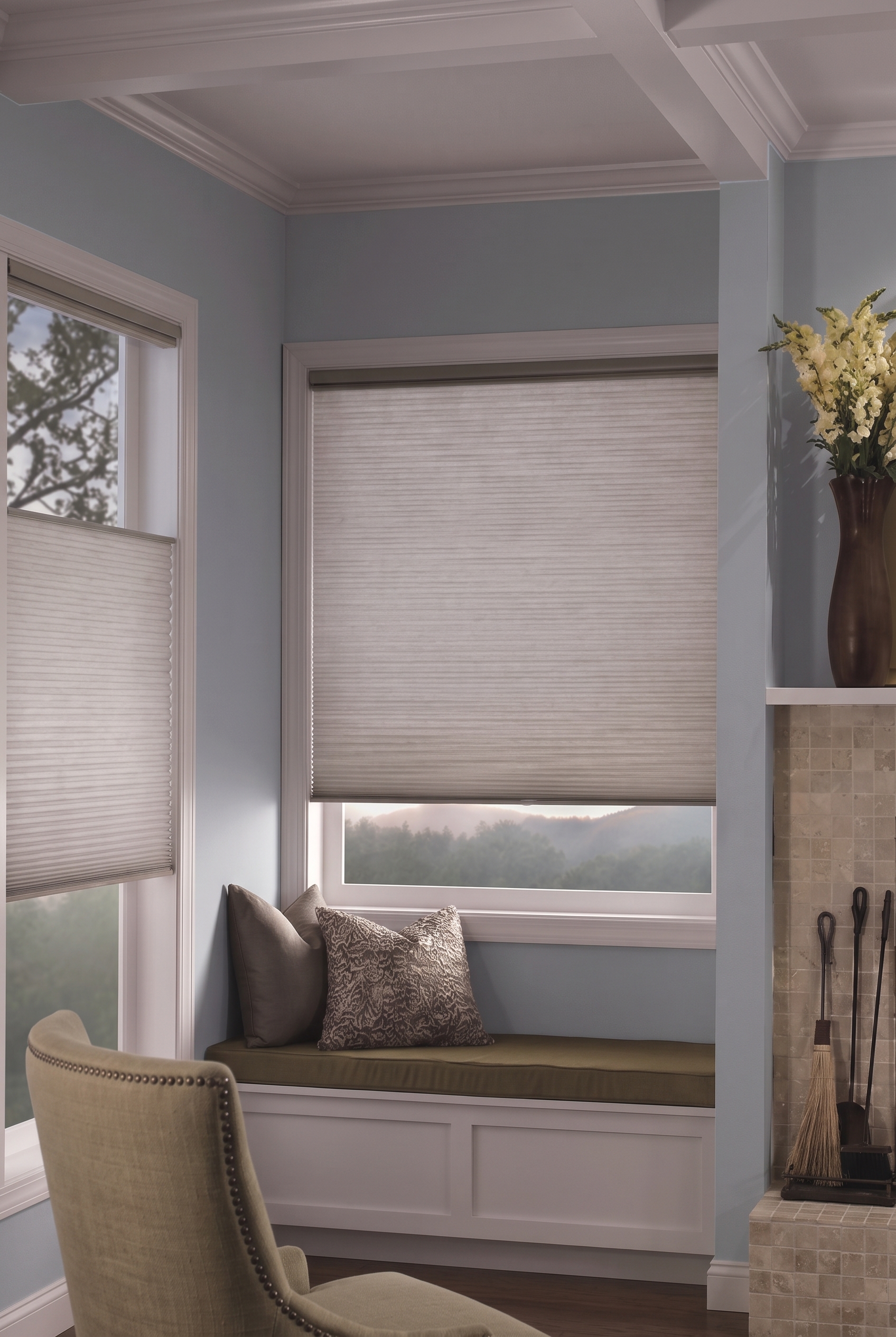 Honeycomb Blinds in Living Room Corner