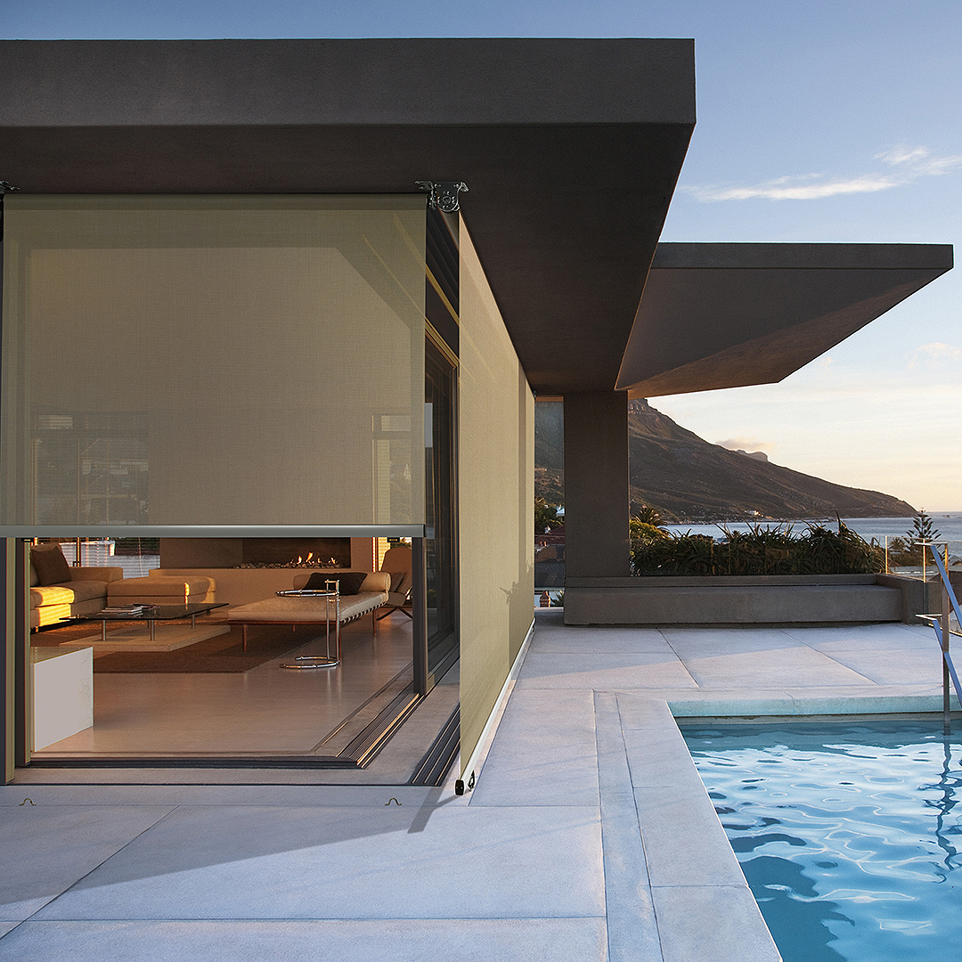 Outdoor straight drop awnings