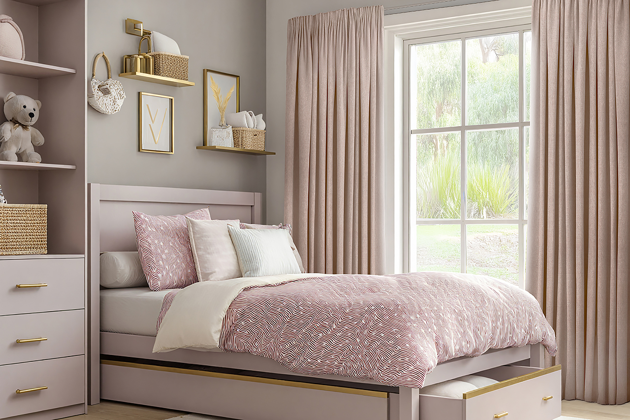 VICTORY 25 CURTAINS BORGO PINK BLUSH KIDS BEDROOM 01A