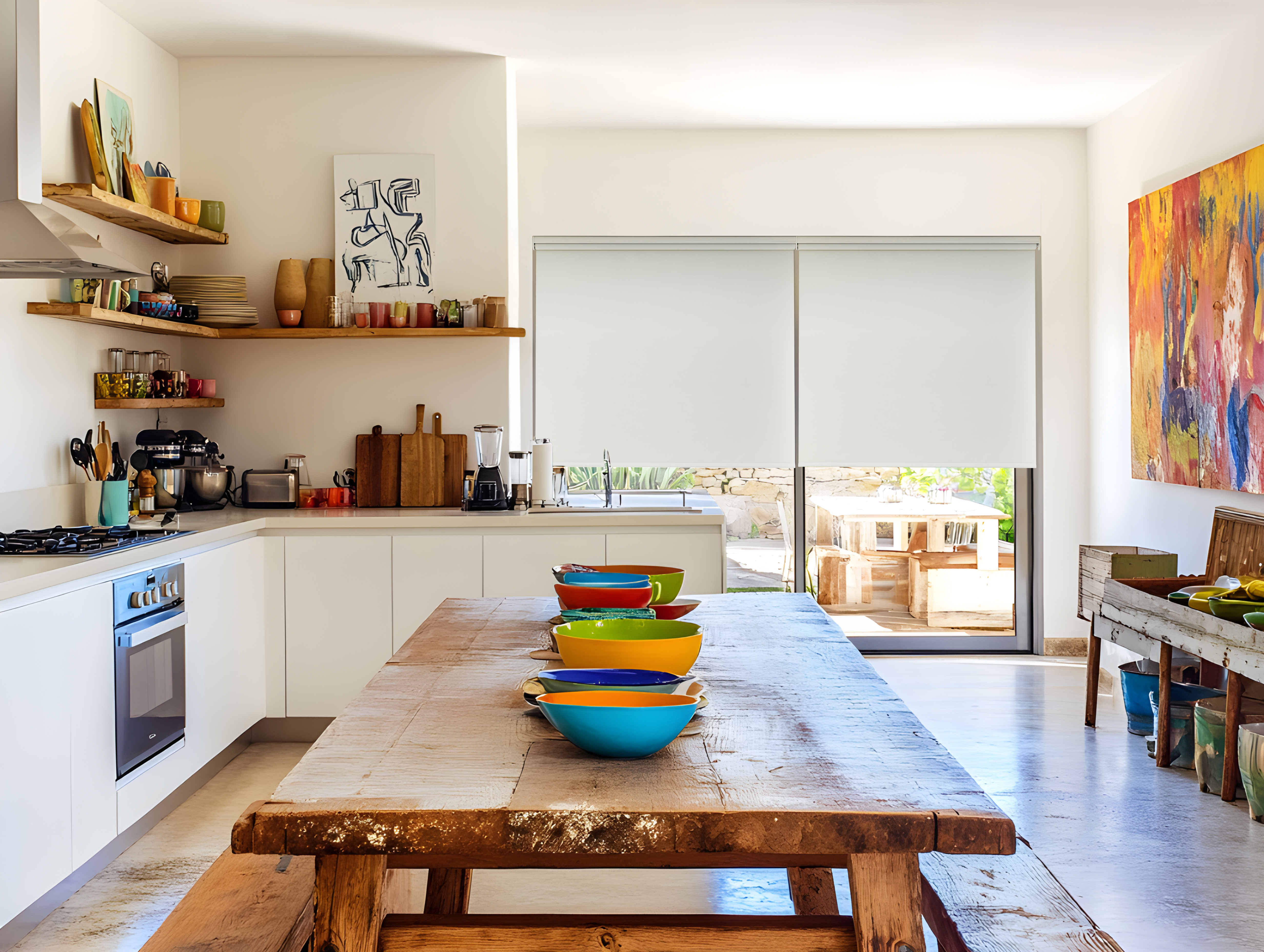 VICTORY 25 ROLLER BLINDS LIGHT GREY KITCHEN 01