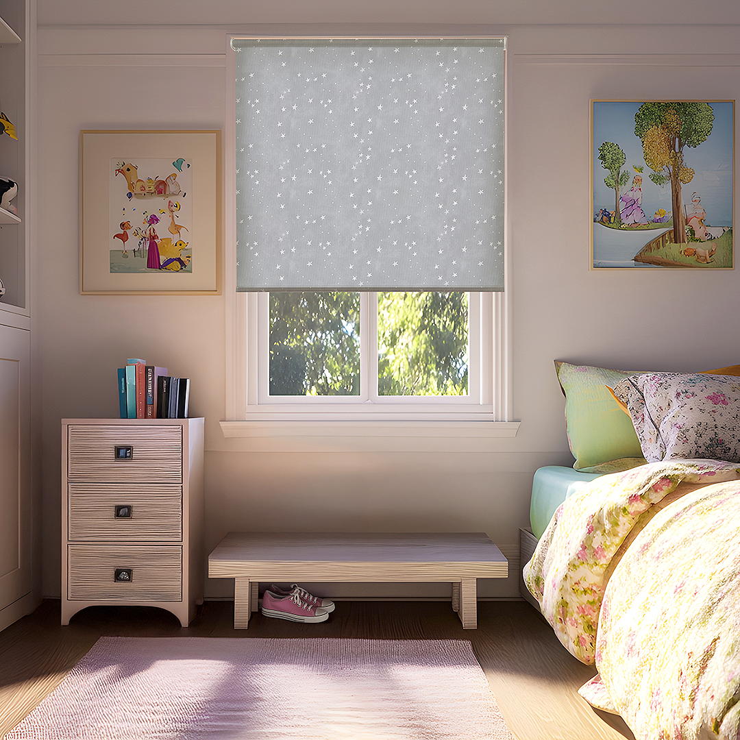 Children's bedroom with roller blinds