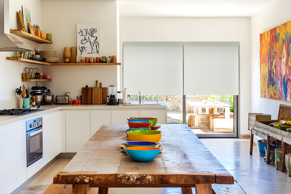 VICTORY 25 ROLLER BLINDS LIGHT GREY KITCHEN 01